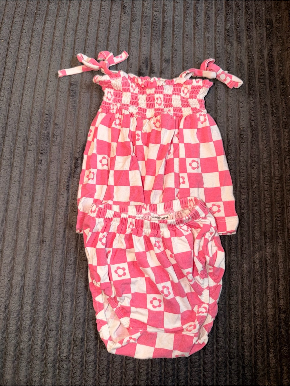 Spearmint love Pink Checkered tank and bloomer set